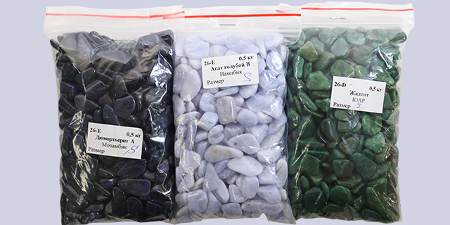 Галтованные камни в пакетах по 0,5 кг.